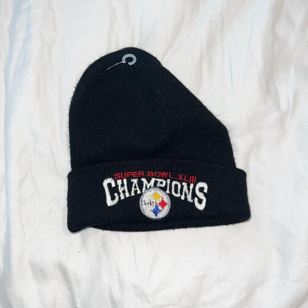 Pittsburgh Steelers Super Bowl Champions beanie hat - black and red